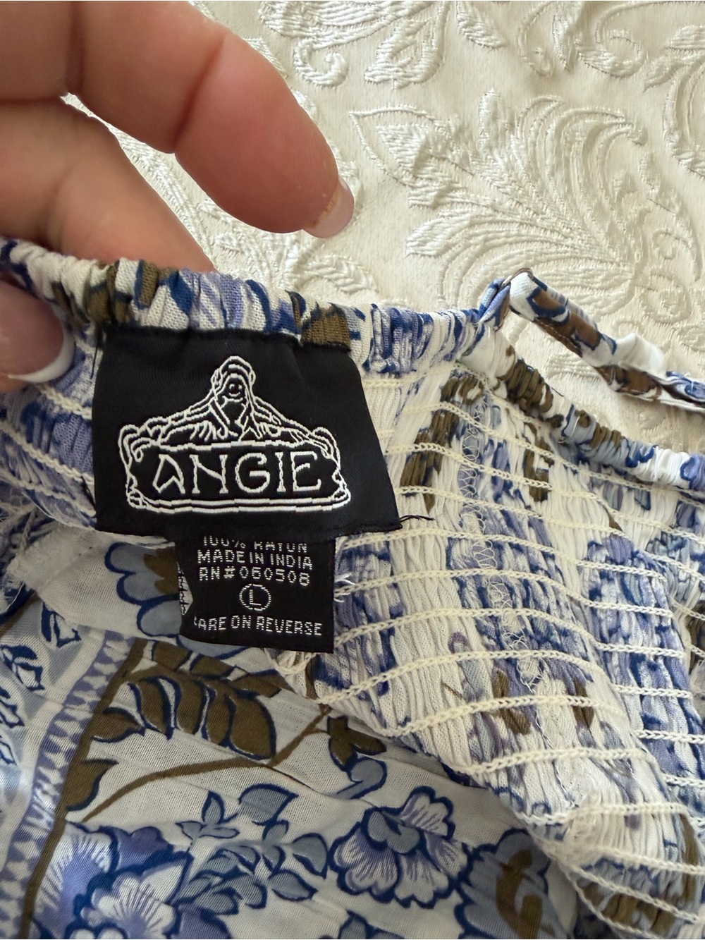 Angie Blue and White Floral Spaghetti-Strap Maxi Dress - Picture 3 of 3